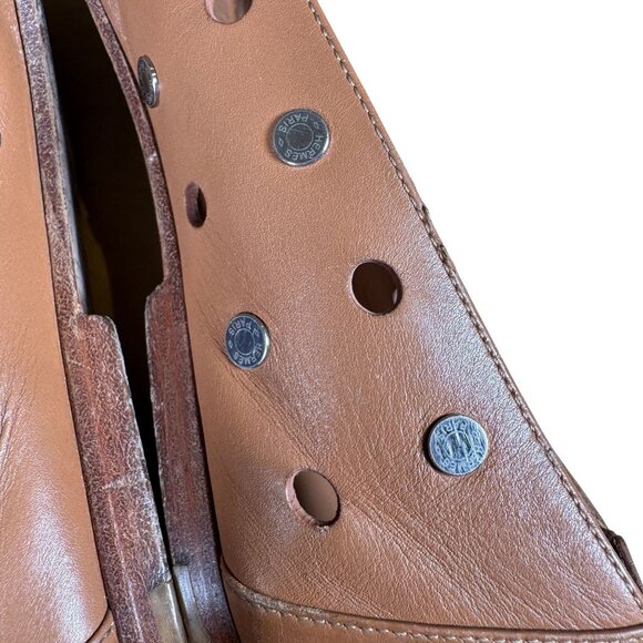 Hermès Olbia Clous de Selle Leather Ballet Flats Brown Size 38 - Picture 8 of 11